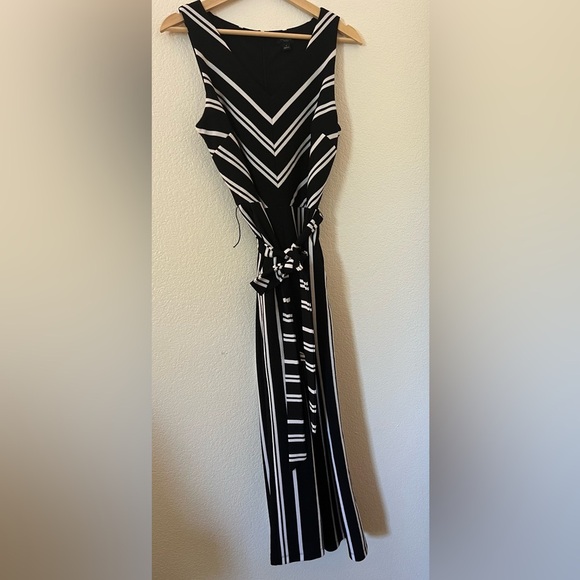 Ann Taylor Factory Black and White Striped Jumpsuit - Picture 1 of 7